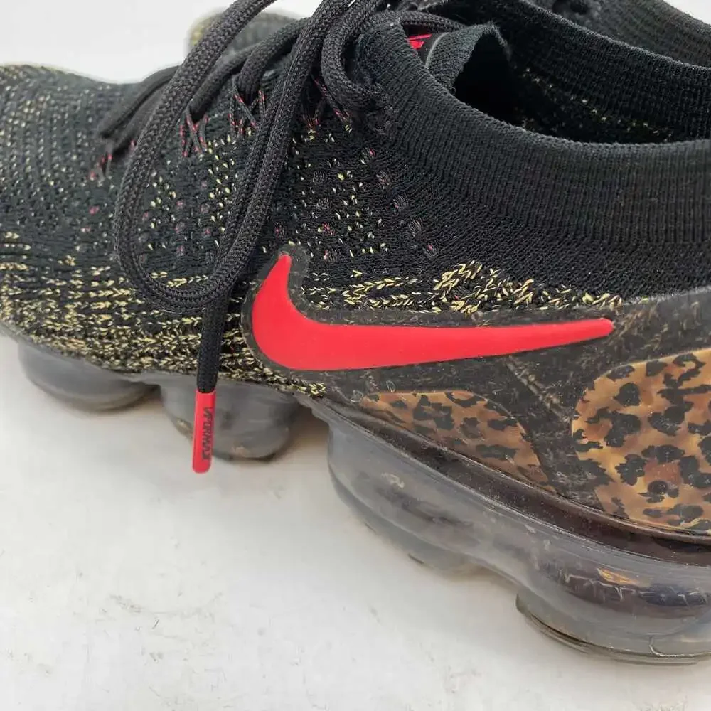 Nike Black Brown Leopard Print Air VaporMax Flyknit 2 Sneakers | Women’s US 8.5